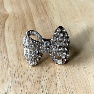 5/$25 Large Gold Crystal Bow Ring